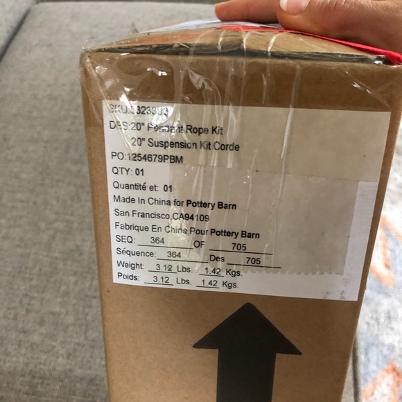 Pottery Barn Rope Pendant Lighting Fixture (1) - Picture 4 of 6